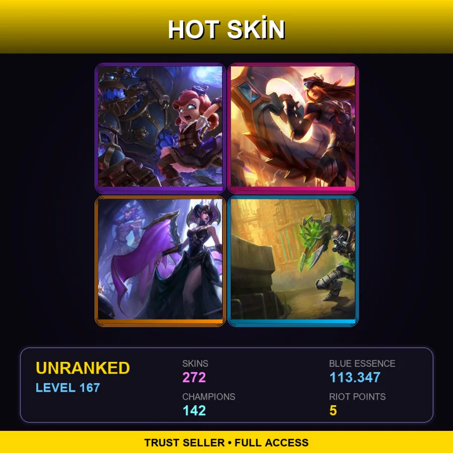 VN | Lv167 | Unranked | 272 Skin | 142 Champ — Nunu Willump Bot
