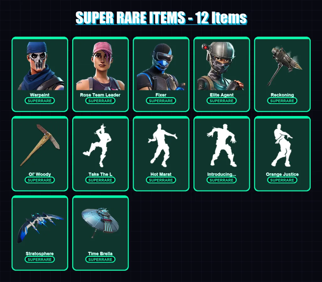 [PC/XBOX] | Warpaint | Rose Team Leader | Fixer | Elite Agent | Zenith | 86 skin | 76 pickaxe | 80 emote | 82 glider | Lv1128