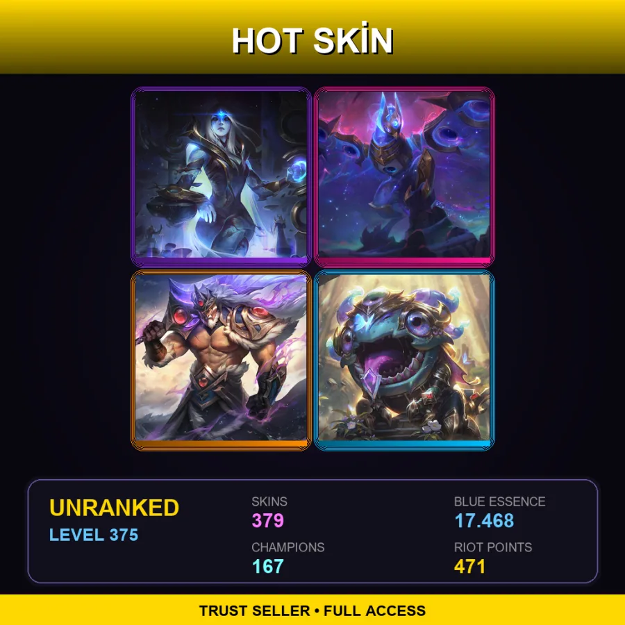 NA | Lv375 | Unranked | 379 Skin | 167 Champ — LoL account