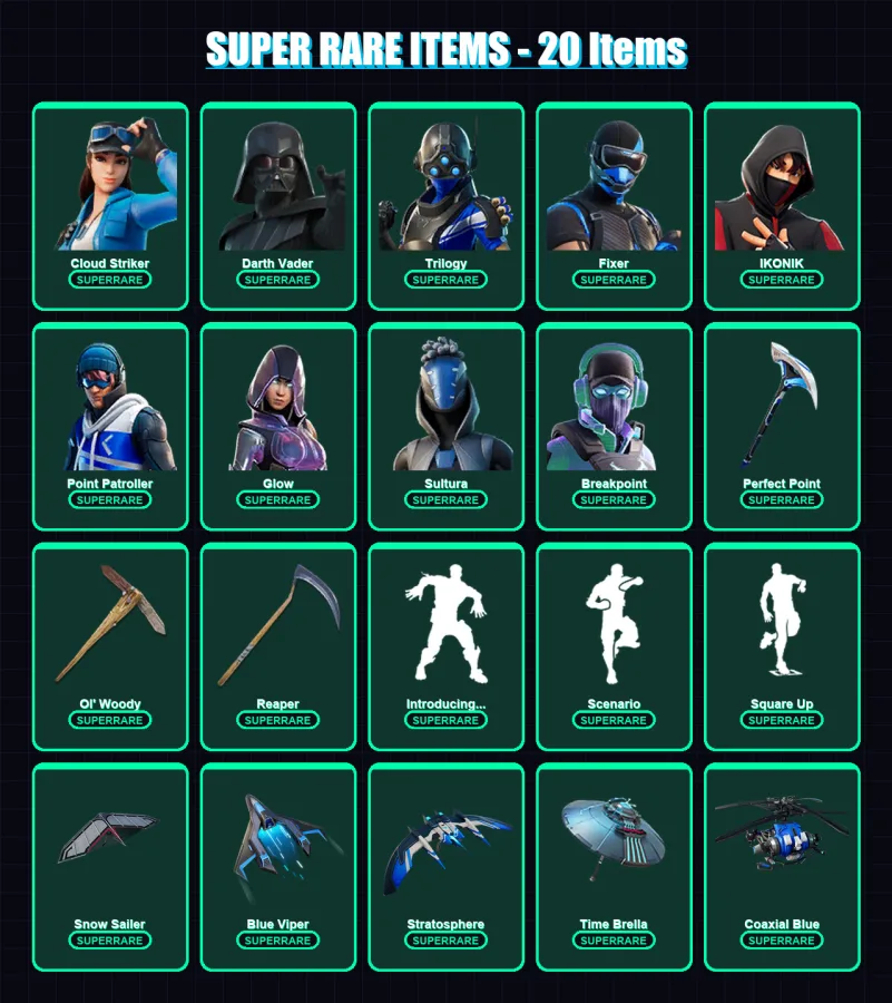 [PS4/PS5/PC] | Cloud Striker | Darth Vader | Trilogy | Fixer | IKONIK | 133 skin | 150 pickaxe | 111 emote | 120 glider | Lv1925