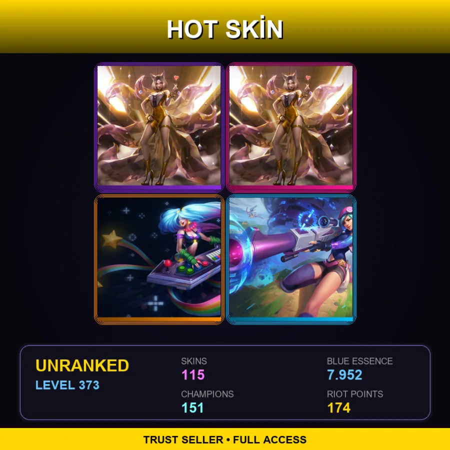 OCE | Lv373 | Unranked | 115 Skin | 151 Champ — LoL account