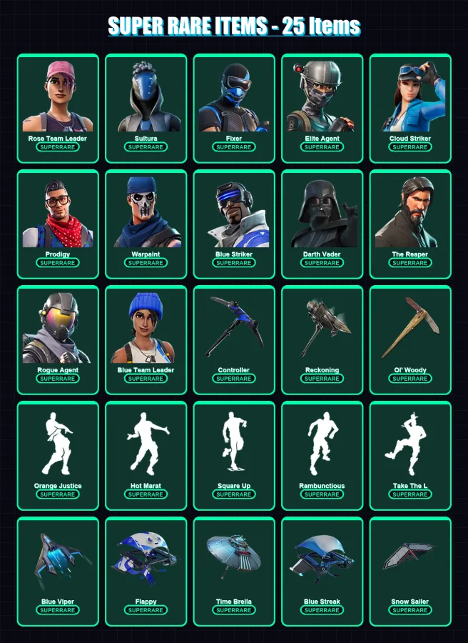 [PS4/PS5/XBOX/PC] | Rose Team Leader | Sultura | Fixer | Elite Agent | Cloud Striker | 159 skin | 154 pickaxe | 169 emote | 137 glider | Lv1905