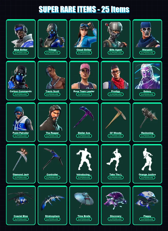 [PS4/PS5/XBOX/PC] | Blue Striker | Trilogy | Cloud Striker | Elite Agent | Warpaint | 87 skin | 74 pickaxe | 88 emote | 72 glider | Lv918