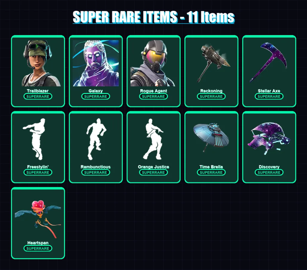 [PC/XBOX/PSN] | Trailblazer | Galaxy | Rogue Agent | Mizuki | The Foundation | 171 skin | 169 pickaxe | 125 emote | 160 glider | Lv2089