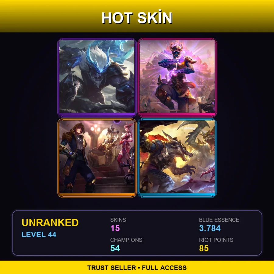 TR | Lv44 | Unranked | 15 Skin | 54 Champ — LoL account