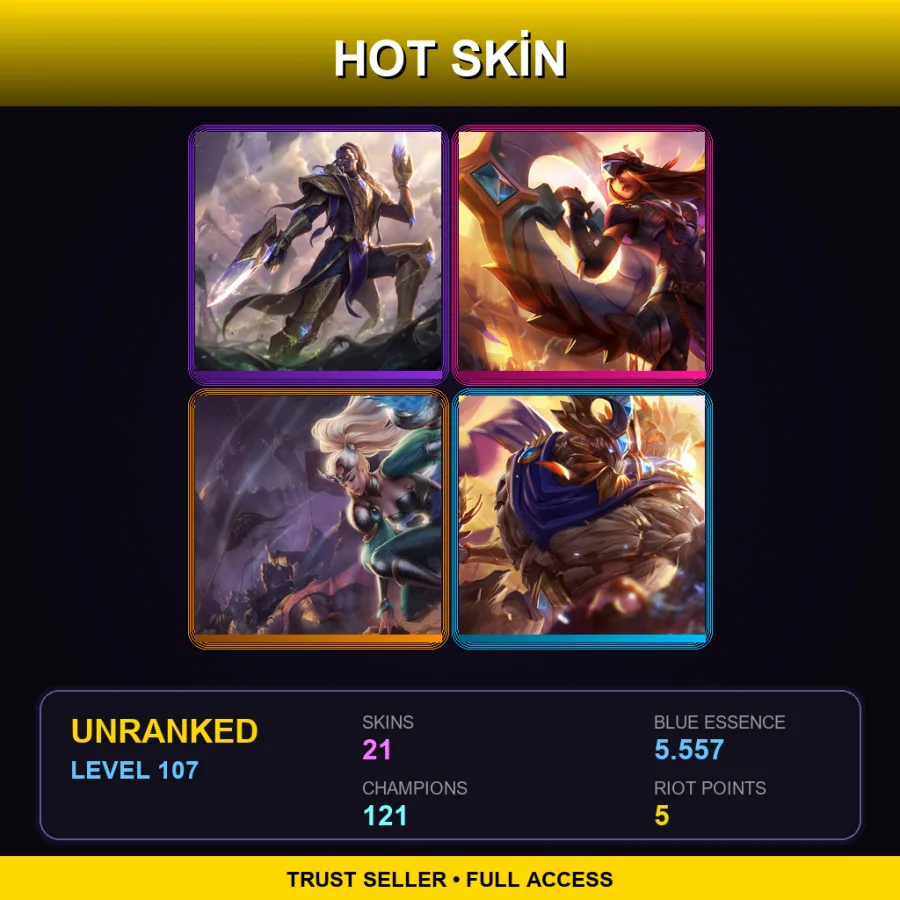 EUW | Lv107 | Unranked | 21 Skin | 121 Champ