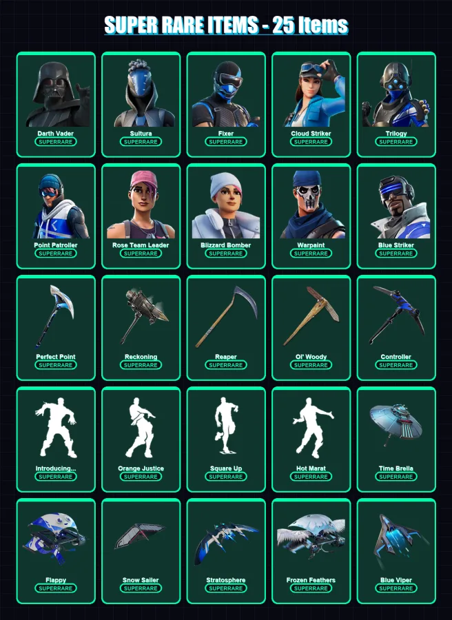 [PS4/PS5/XBOX/PC] | Darth Vader | Sultura | Fixer | Cloud Striker | Trilogy | 228 skin | 241 pickaxe | 198 emote | 199 glider | Lv2765