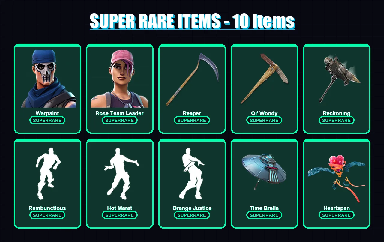 [PC/XBOX] | Warpaint | Rose Team Leader | The Visitor | Raven | Renzo the Destroyer | 122 skin | 118 pickaxe | 113 emote | 110 glider | Lv1581