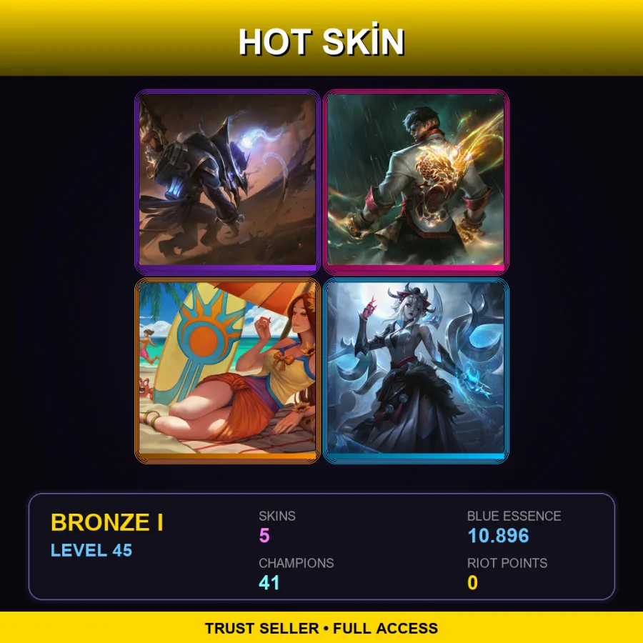 EUW | Lv45 | Bronze I | 5 Skin | 41 Champ