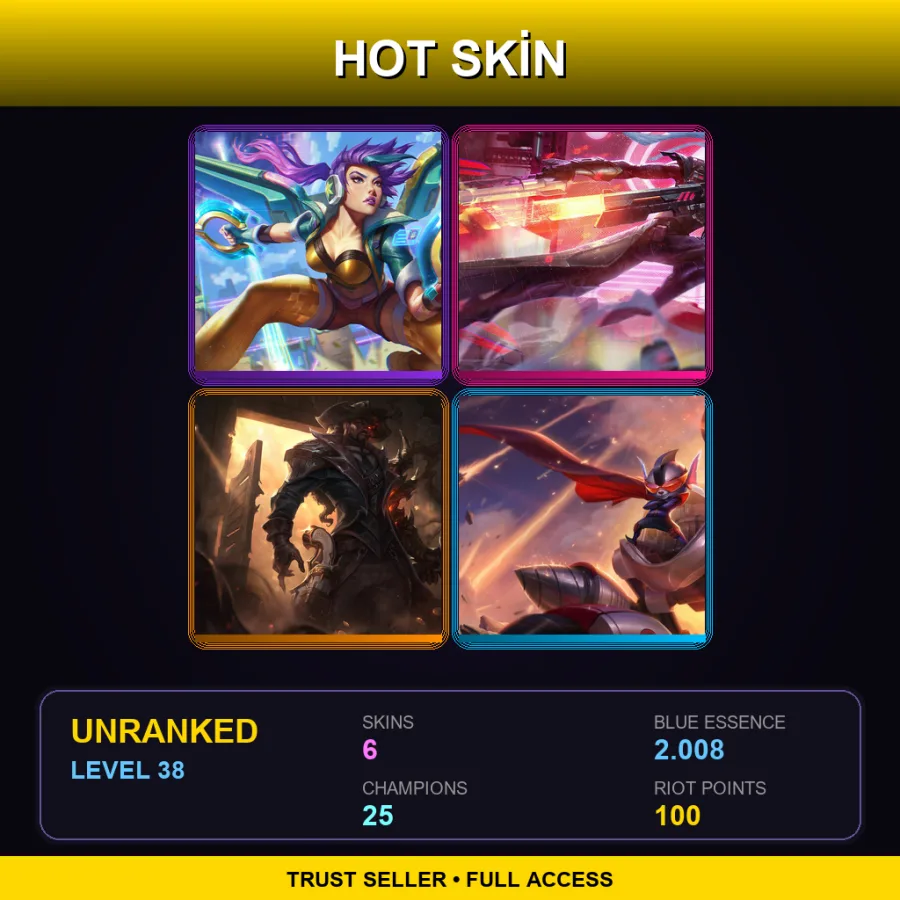 EUW | Lv38 | Unranked | 6 Skin | 25 Champ — LoL account