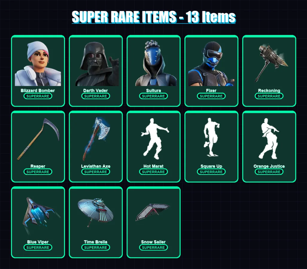 [PS4/PS5/XBOX/PC] | Blizzard Bomber | Darth Vader | Sultura | Fixer | Snap | 191 skin | 273 pickaxe | 206 emote | 228 glider | Lv4769