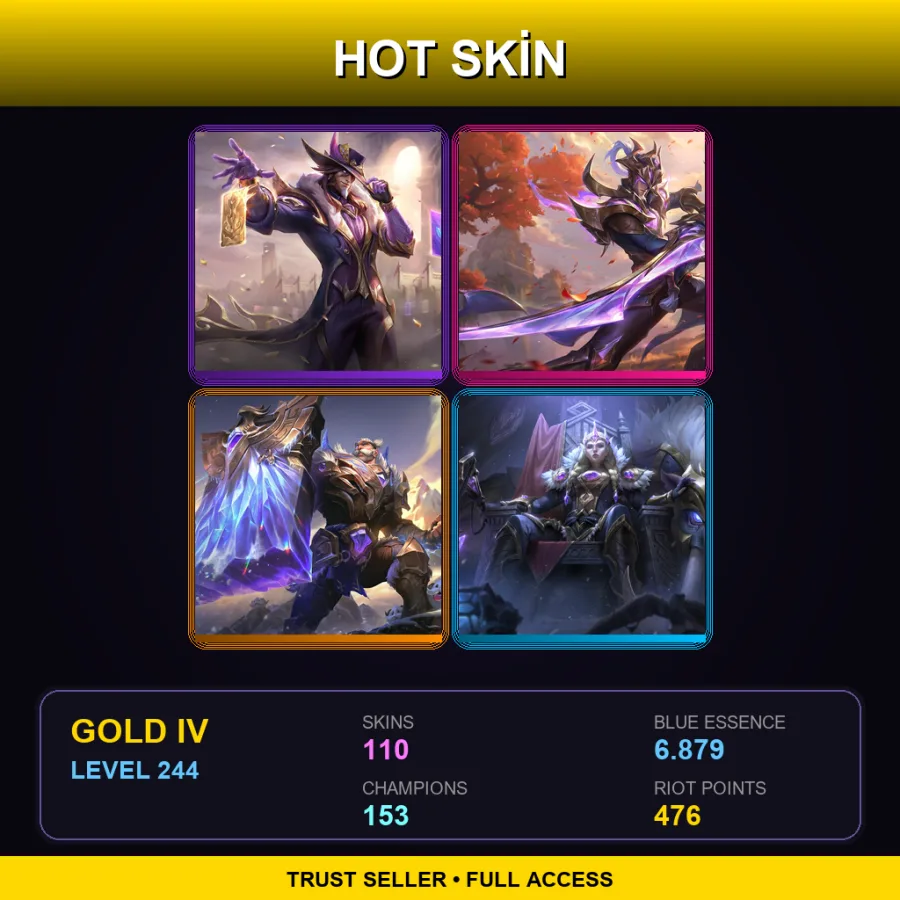 EUW | Lv244 | Gold IV | 110 Skin | 153 Champ
