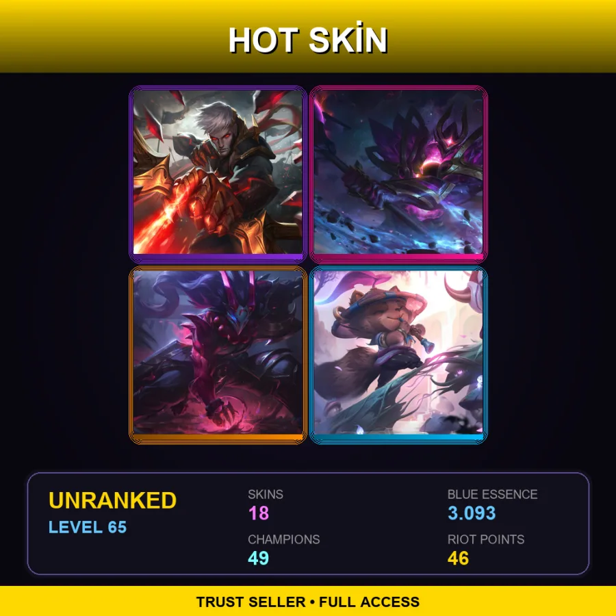 EUW | Lv65 | Unranked | 18 Skin | 49 Champ — Conqueror Varus