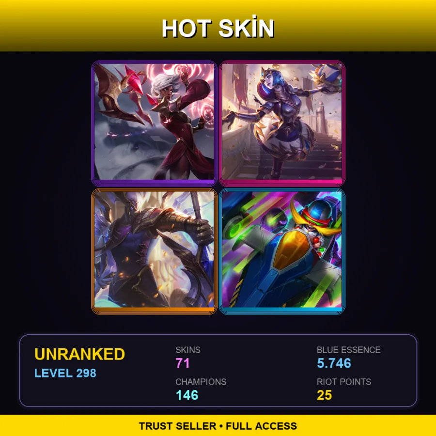 LAN | Lv298 | Unranked | 71 Skin | 146 Champ