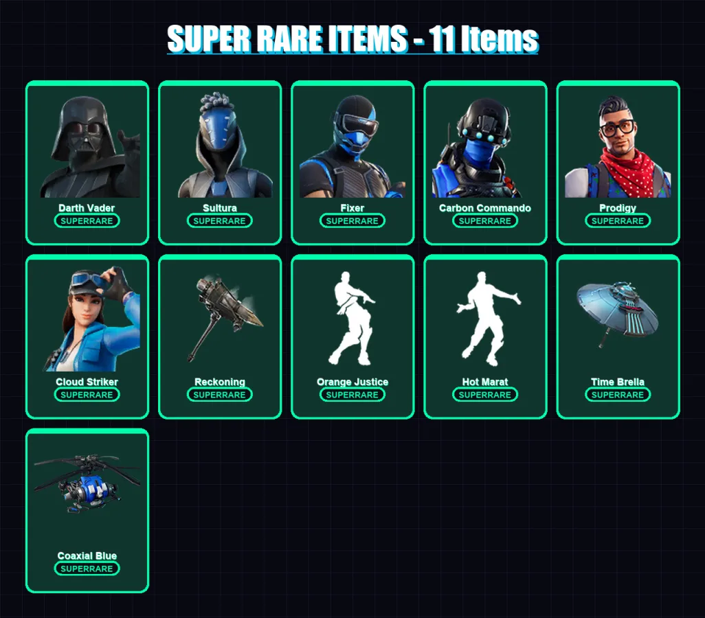 [PC/XBOX] | Darth Vader | Sultura | Fixer | Carbon Commando | Prodigy | 75 skin | 82 pickaxe | 94 emote | 93 glider | Lv1704