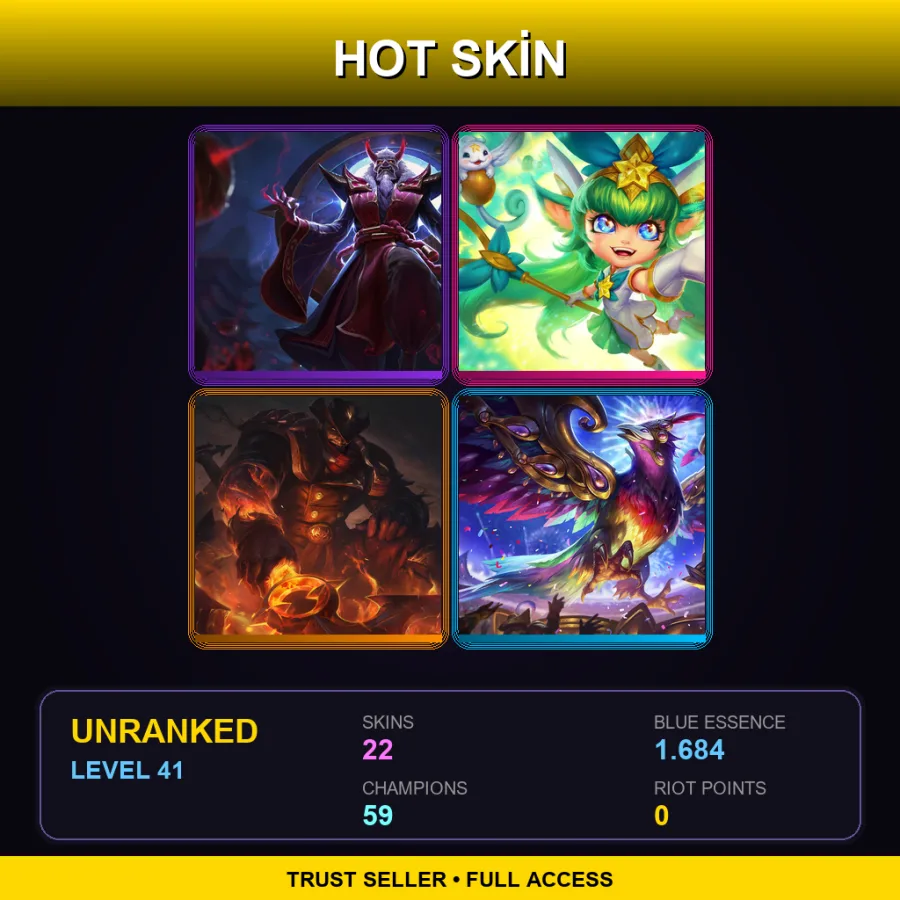 VN | Lv41 | Unranked | 22 Skin | 59 Champ — LoL account