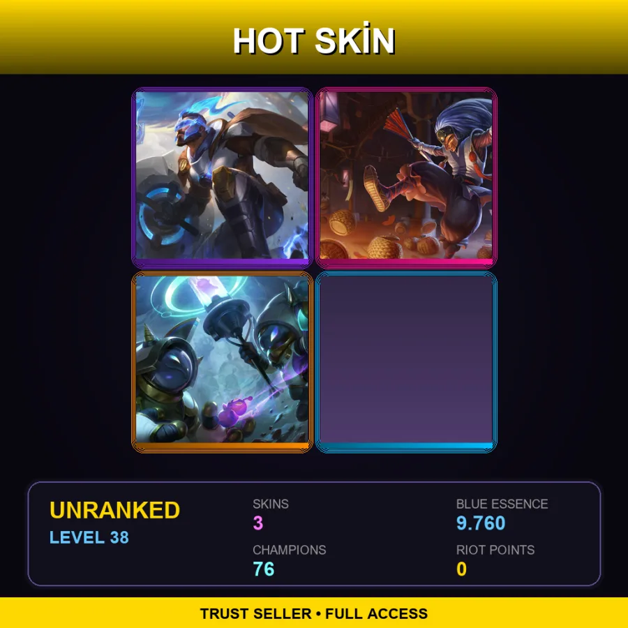 NA | Lv38 | Unranked | 3 Skin | 76 Champ