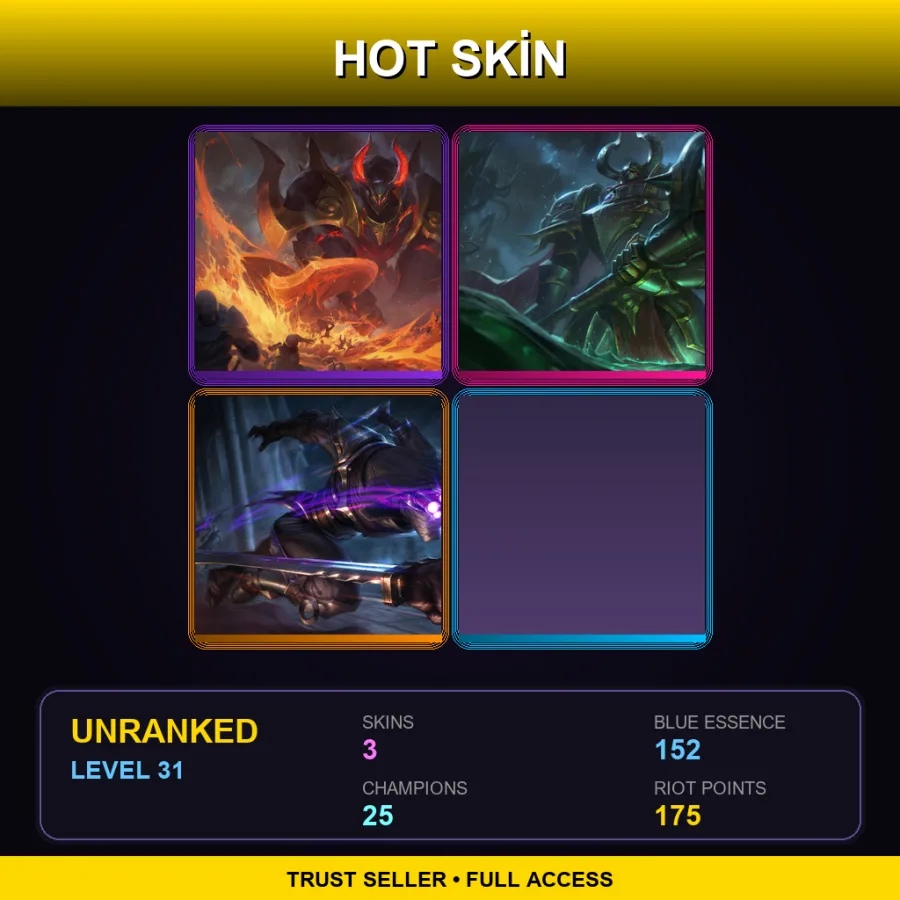 EUNE | Lv31 | Unranked | 3 Skin | 25 Champ — LoL account