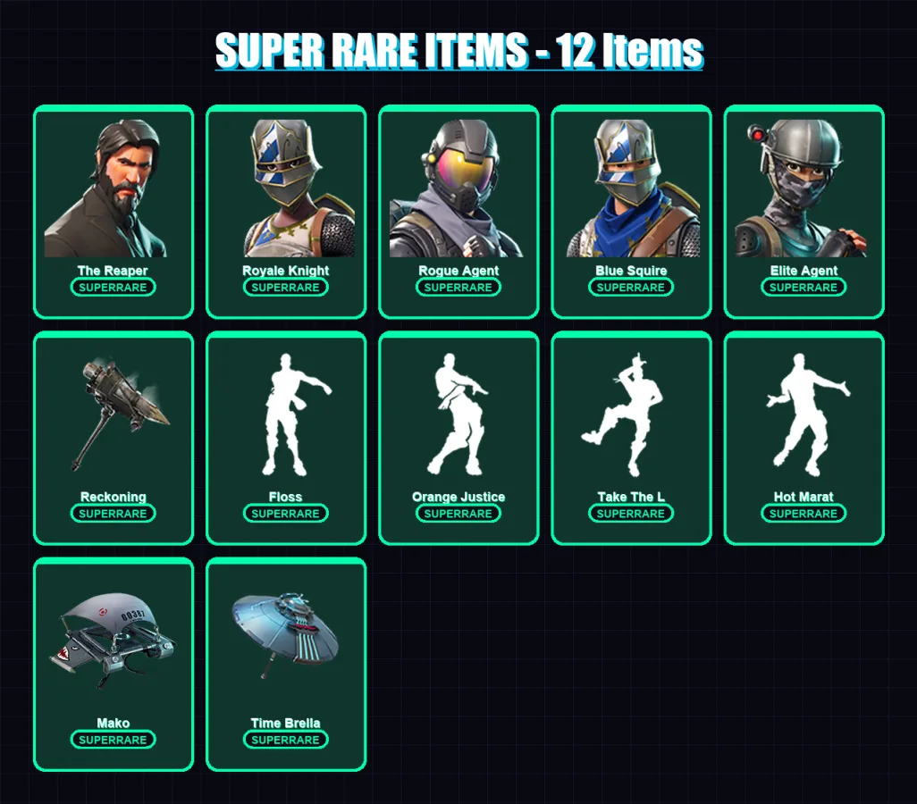 [PS4/PS5/XBOX/PC] | The Reaper | Royale Knight | Rogue Agent | Blue Squire | Elite Agent | 44 skin | 41 pickaxe | 52 emote | 53 glider | Lv776