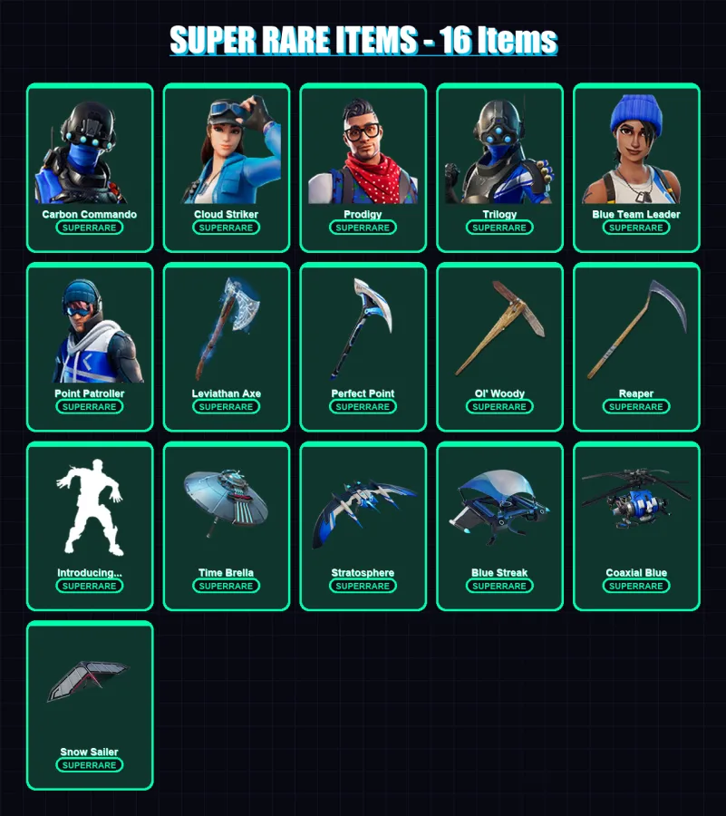[PC/XBOX/PSN] | Carbon Commando | Cloud Striker | Prodigy | Trilogy | Blue Team Leader | 117 skin | 127 pickaxe | 92 emote | 106 glider | Lv1546 — Fortnite account