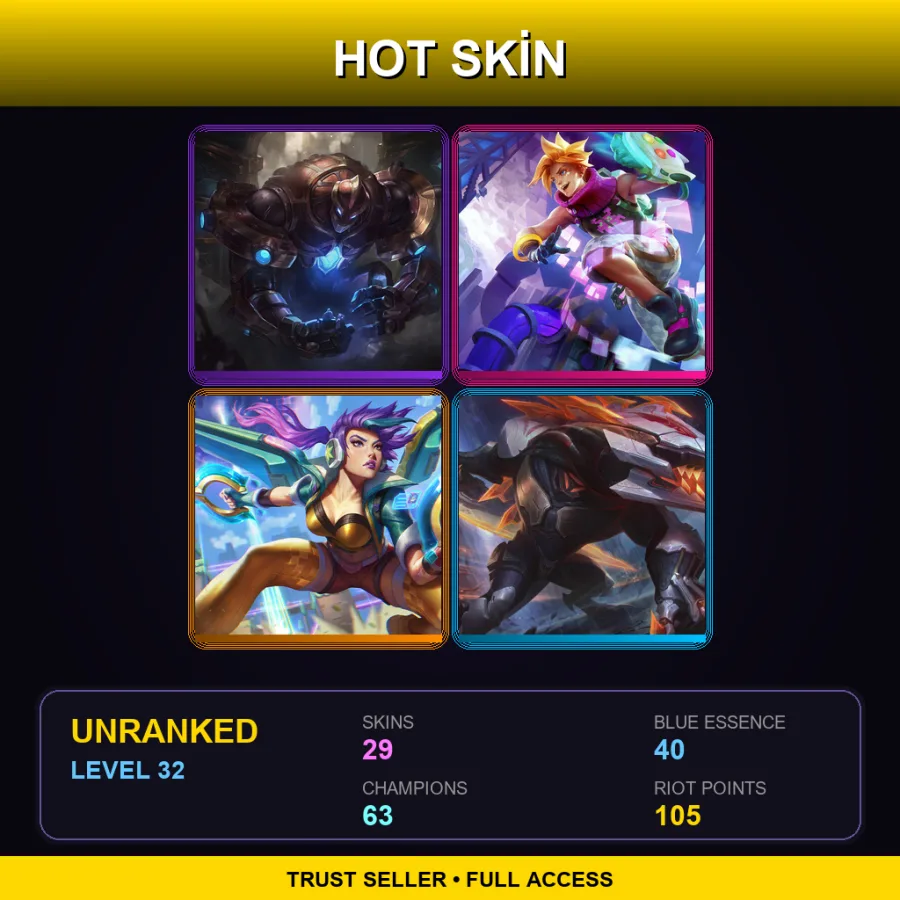 EUNE | Lv32 | Unranked | 29 Skin | 63 Champ