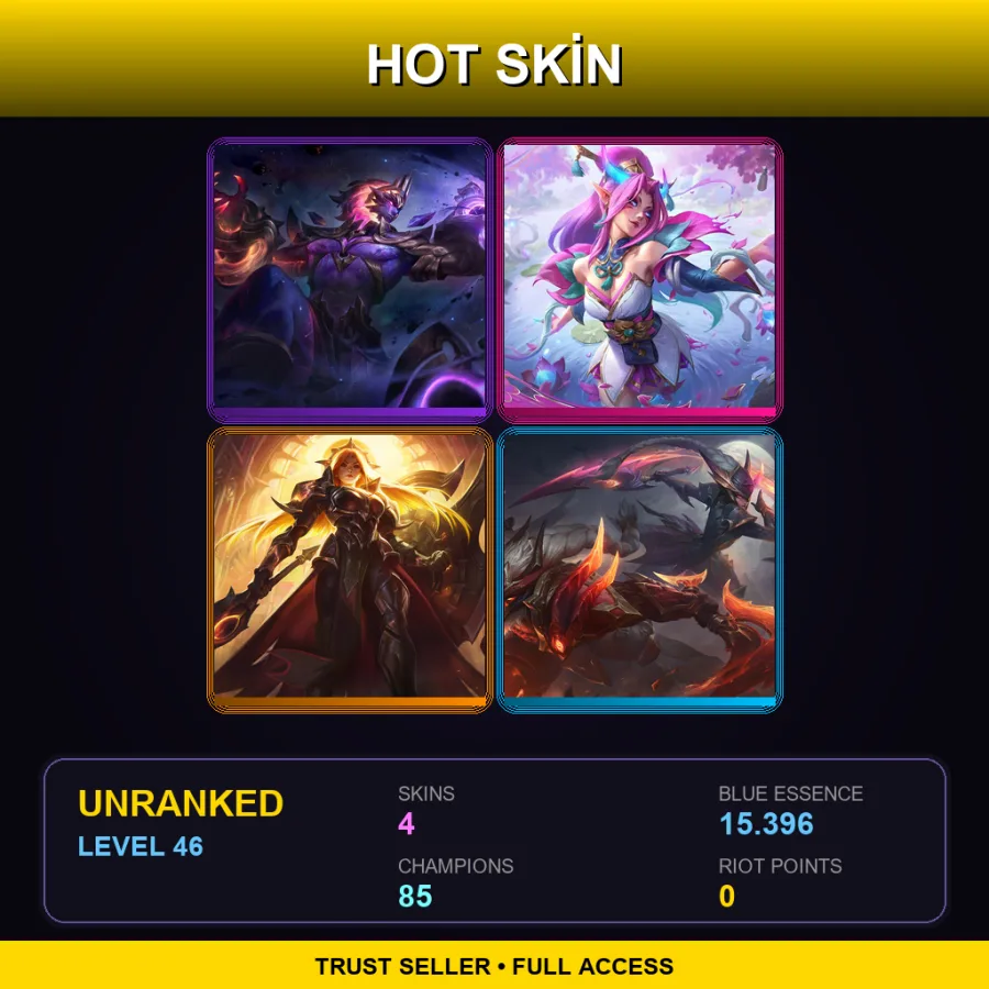 KR | Lv46 | Unranked | 4 Skin | 85 Champ — LoL account