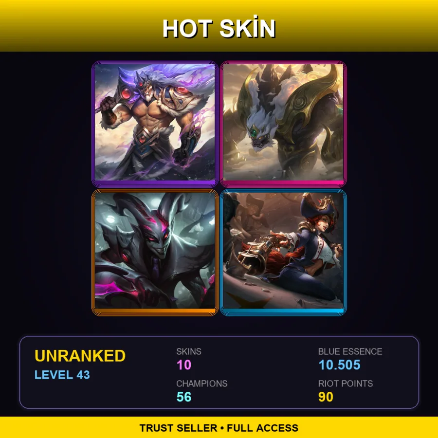 LAS | Lv43 | Unranked | 10 Skin | 56 Champ