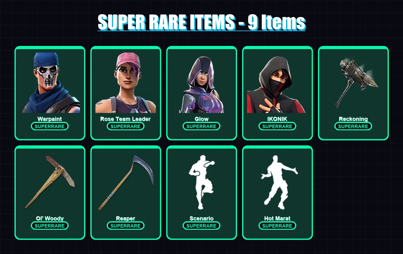 [PC/PSN] | Warpaint | Rose Team Leader | Glow | IKONIK | Gear Specialist Maya | 123 skin | 114 pickaxe | 101 emote | 88 glider | Lv1048