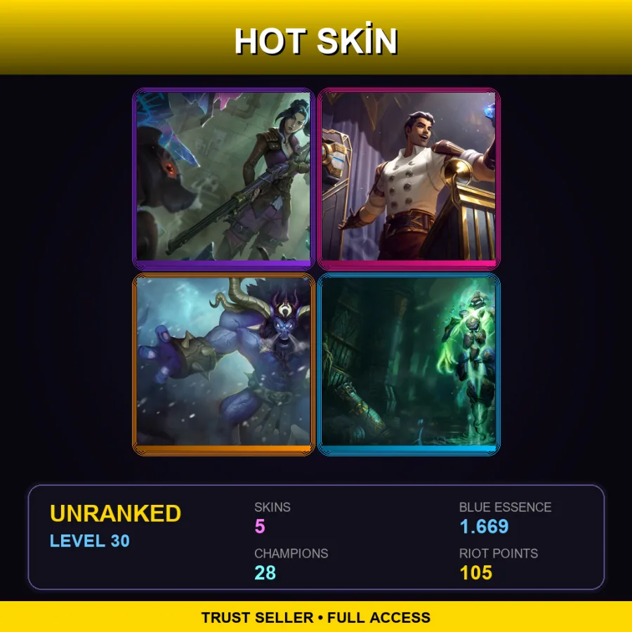 EUW | Lv30 | Unranked | 5 Skin | 28 Champ