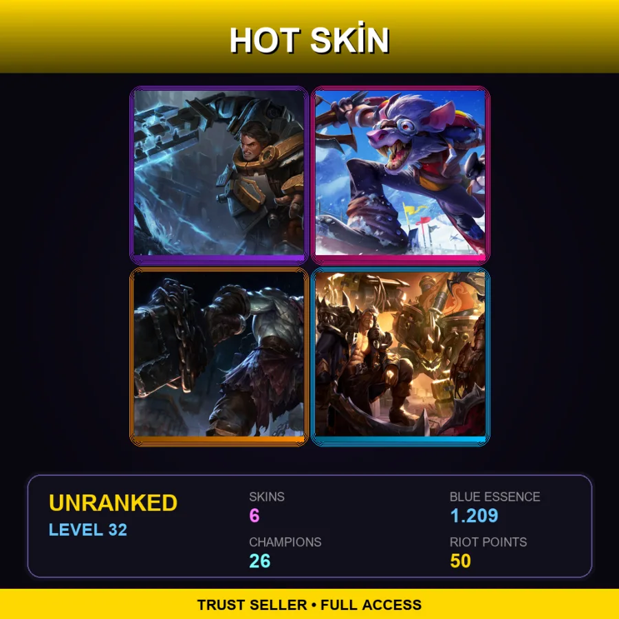 EUNE | Lv32 | Unranked | 6 Skin | 26 Champ
