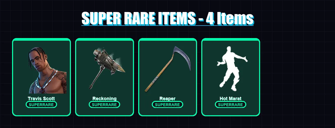[PC/XBOX] | Travis Scott | Hybrid | Fade | Criterion | Sorana | 157 skin | 177 pickaxe | 156 emote | 144 glider | Lv1976