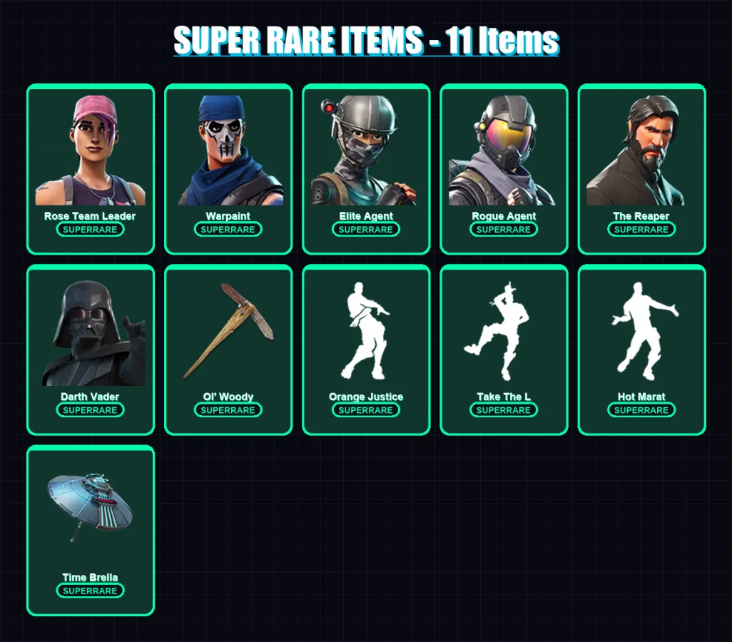 [PC/PSN] | Rose Team Leader | Warpaint | Elite Agent | Rogue Agent | The Reaper | 121 skin | 116 pickaxe | 105 emote | 118 glider | Lv1903