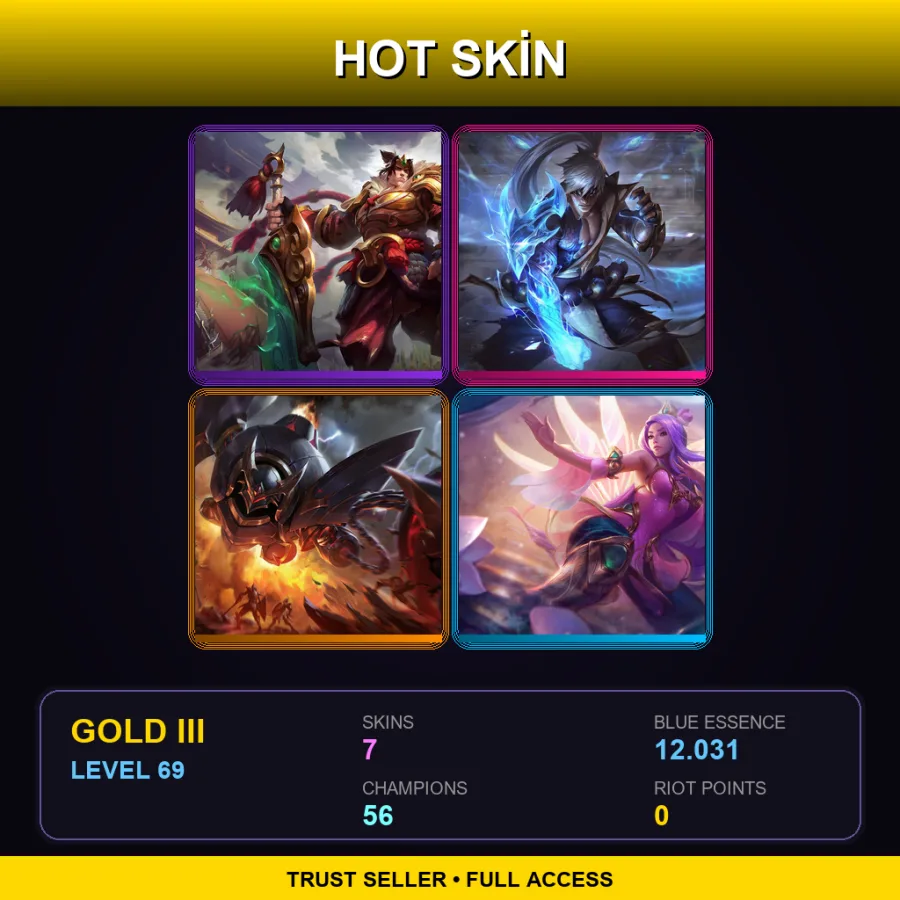 EUNE | Lv69 | Gold III | 7 Skin | 56 Champ