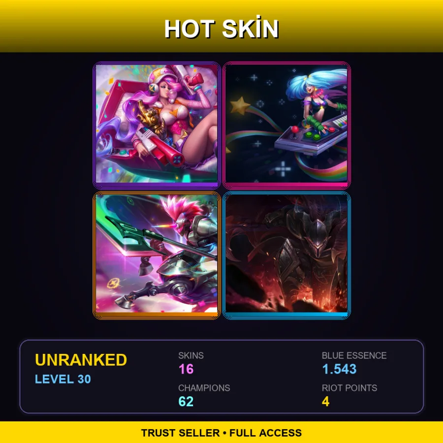 TR | Lv30 | Unranked | 16 Skin | 62 Champ