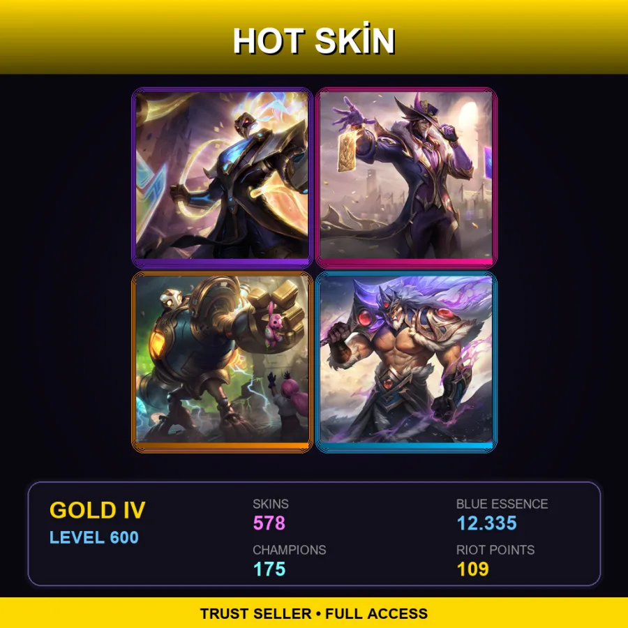 VN | Lv600 | Gold IV | 578 Skin | 175 Champ — LoL account