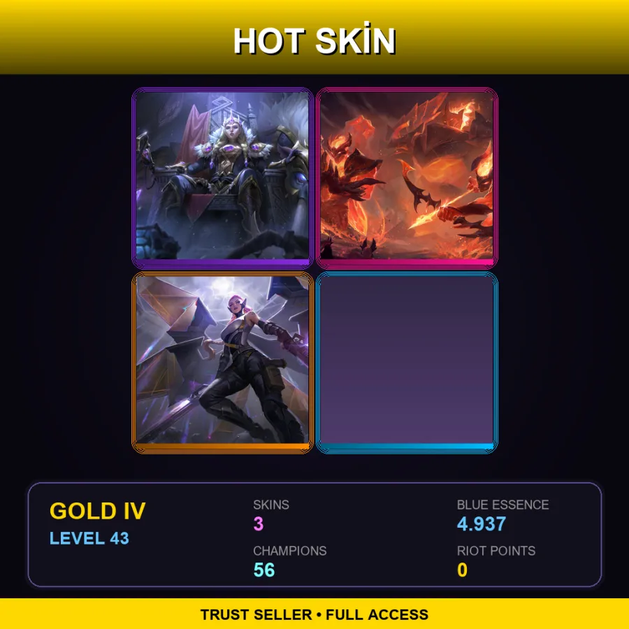 LAN | Lv43 | Gold IV | 3 Skin | 56 Champ