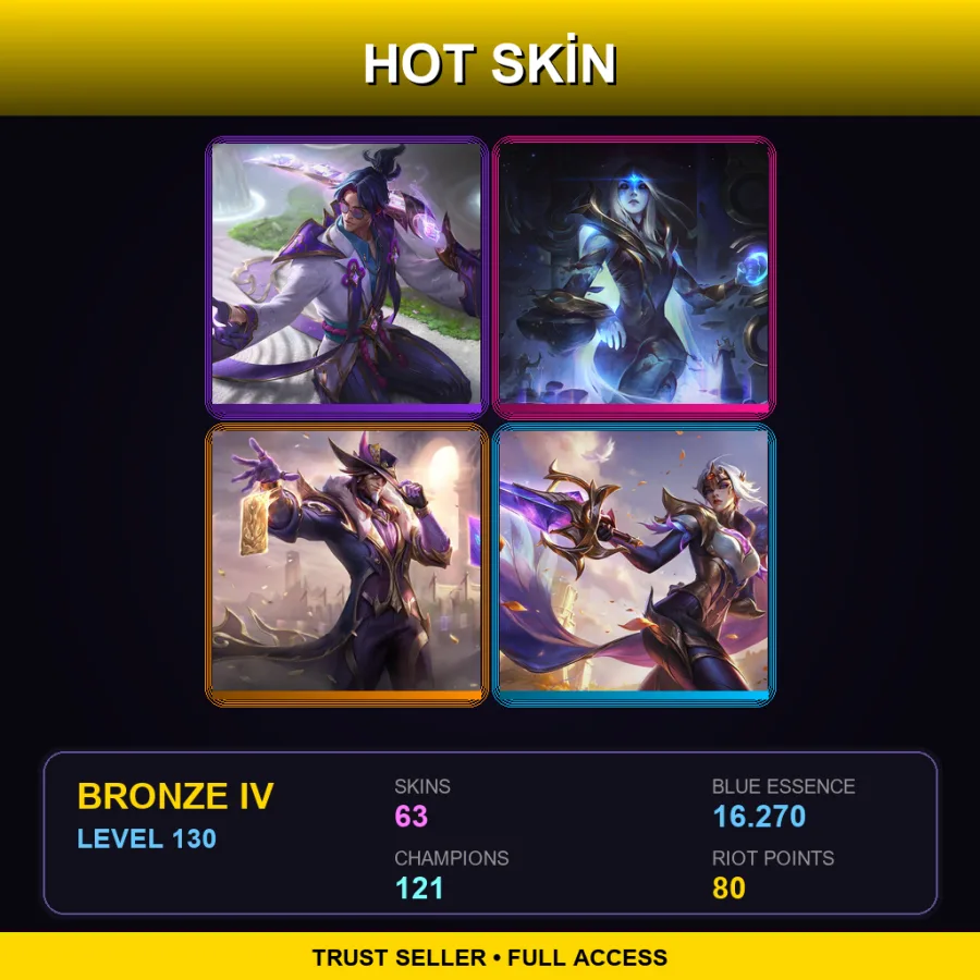 TR | Lv130 | Bronze IV | 63 Skin | 121 Champ