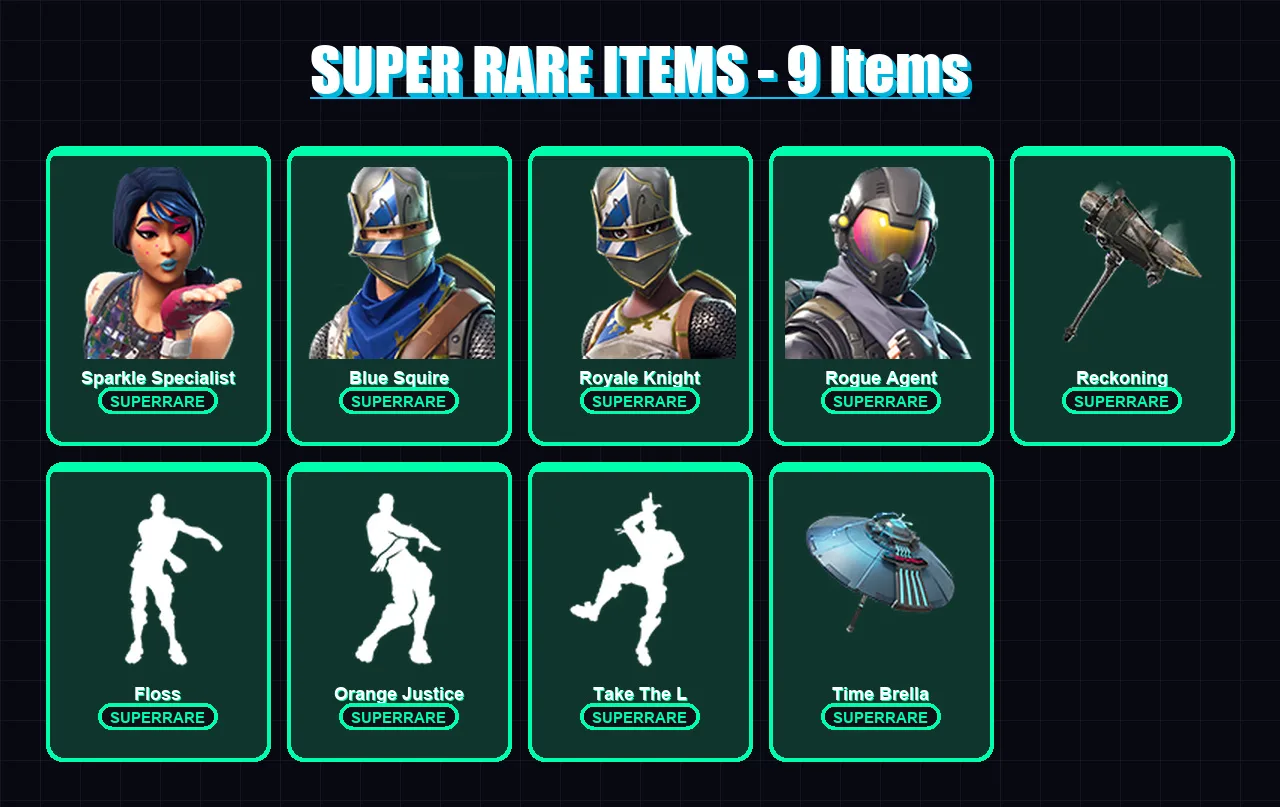[PC/XBOX/PSN] | Sparkle Specialist | Blue Squire | Royale Knight | Rogue Agent | Calamity | 133 skin | 139 pickaxe | 109 emote | 129 glider | Lv1627