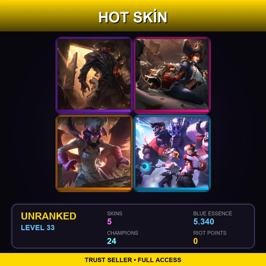 EUW | Lv33 | Unranked | 5 Skin | 24 Champ