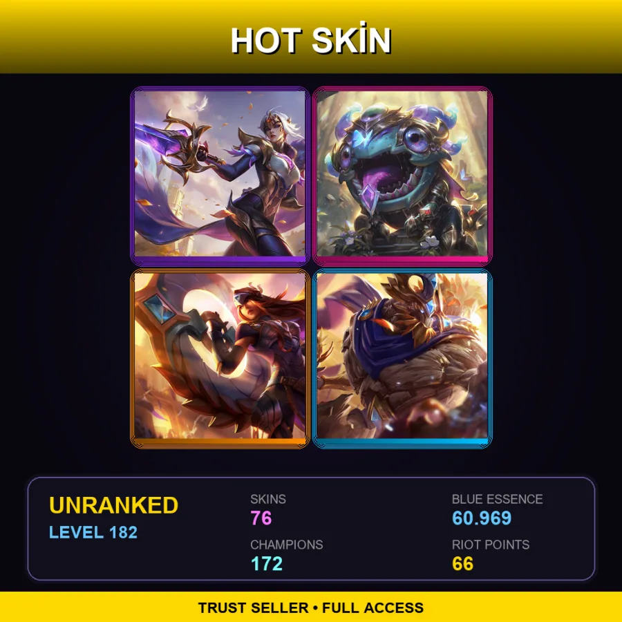 EUW | Lv182 | Unranked | 76 Skin | 172 Champ — Garen Skin 43