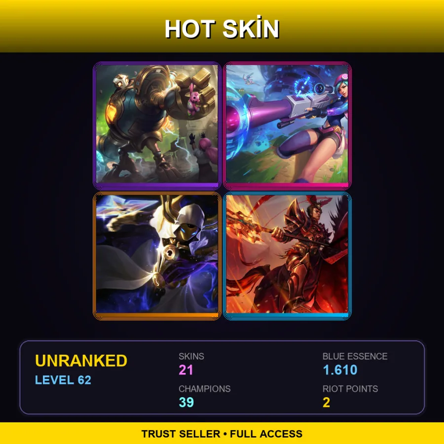 EUW | Lv62 | Unranked | 21 Skin | 39 Champ