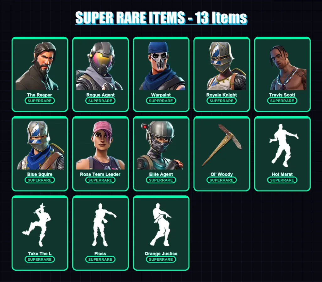 [PC/XBOX/PSN] | The Reaper | Rogue Agent | Warpaint | Royale Knight | Travis Scott | 62 skin | 47 pickaxe | 73 emote | 56 glider | Lv729 — Fortnite account