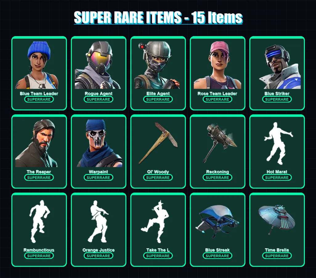 [PC/XBOX/PSN] | Blue Team Leader | Rogue Agent | Elite Agent | Rose Team Leader | Blue Striker | 78 skin | 52 pickaxe | 80 emote | 72 glider | Lv927