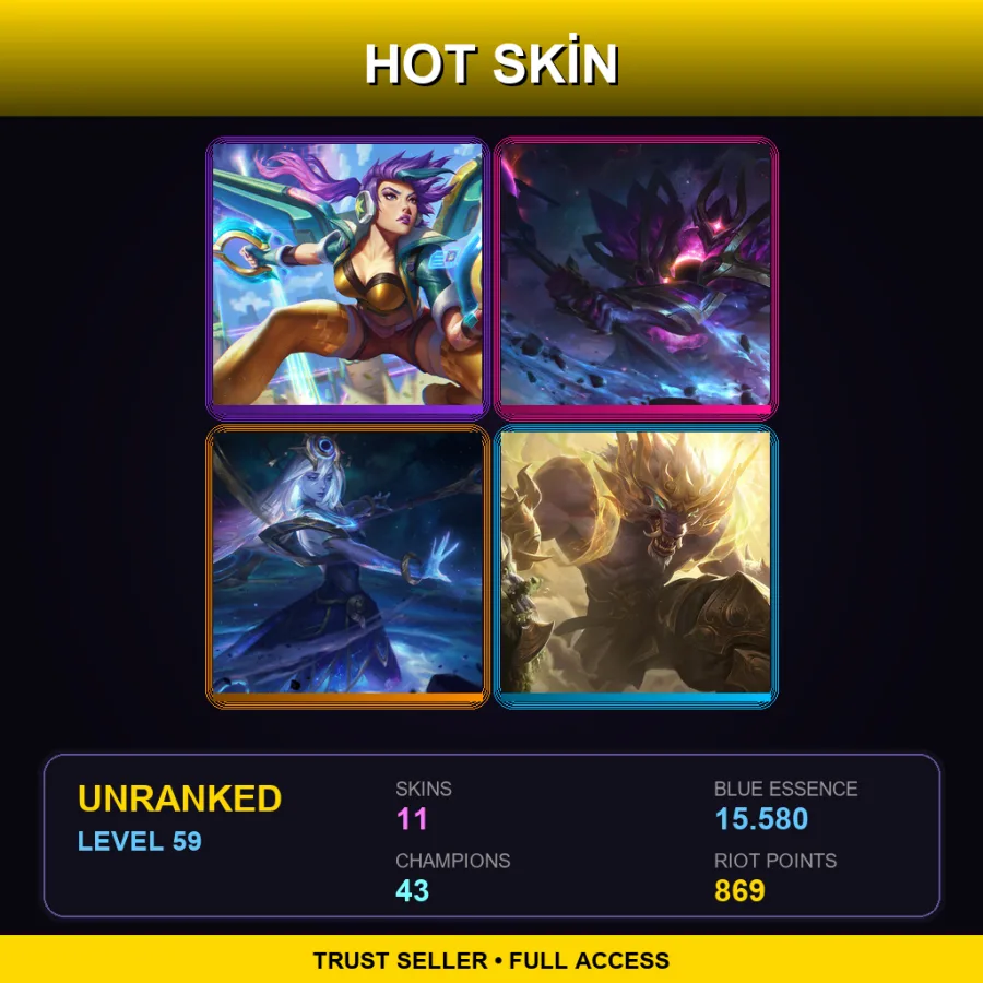 EUW | Lv59 | Unranked | 11 Skin | 43 Champ — LoL account