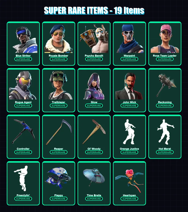 [PC/XBOX/PSN] | Blue Striker | Royale Bomber | Psycho Bandit | Warpaint | Rose Team Leader | 130 skin | 88 pickaxe | 84 emote | 71 glider | Lv867