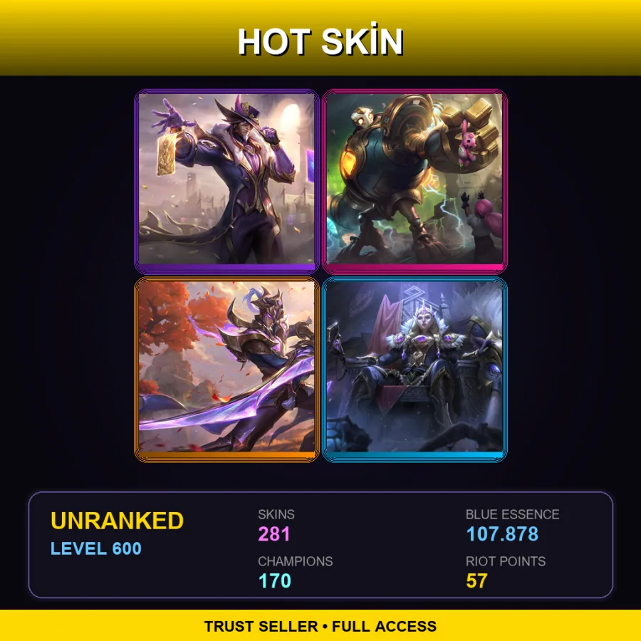 OCE | Lv600 | Unranked | 281 Skin | 170 Champ — Commando Jarvan Iv