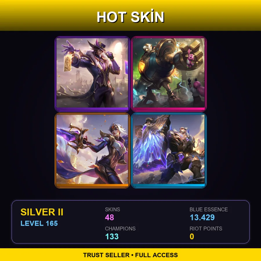 EUW | Lv165 | Silver II | 48 Skin | 133 Champ — LoL account