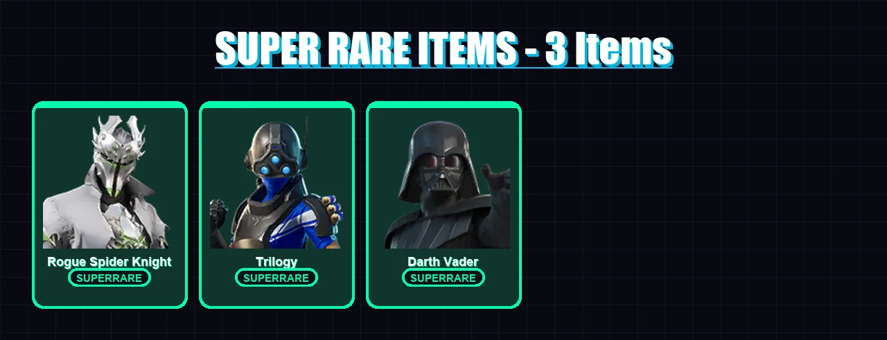 [PC] | Rogue Spider Knight | Trilogy | Darth Vader | Joey | Deadpool | 76 skin | 91 pickaxe | 66 emote | 88 glider | Lv1792 — Fortnite account