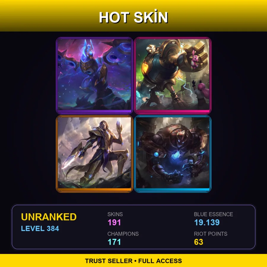 LAS | Lv384 | Unranked | 191 Skin | 171 Champ — LoL account