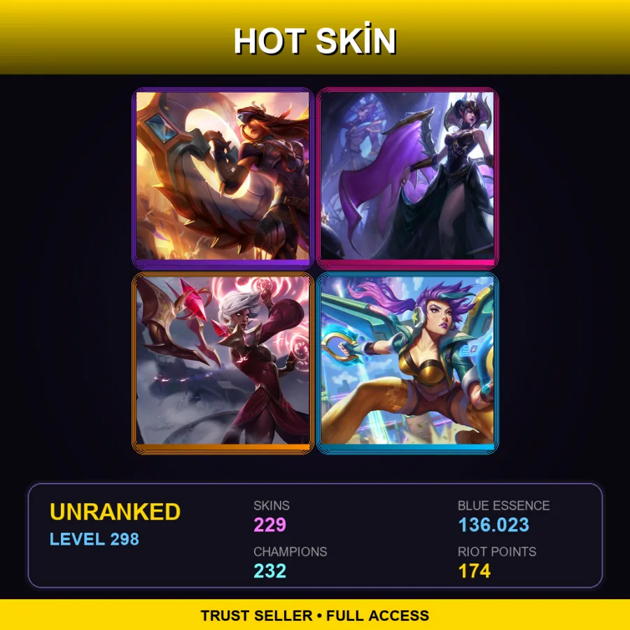 EUW | Lv298 | Unranked | 229 Skin | 232 Champ